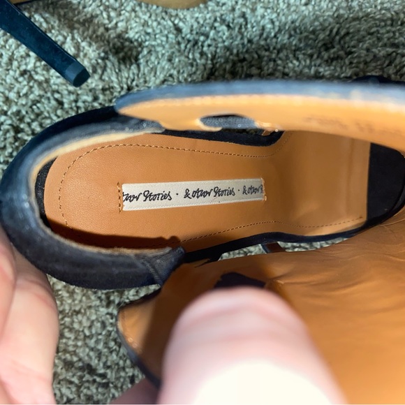 & other stories Black Suede Cut Out Strappy Black Sandal Heels - Picture 8 of 11